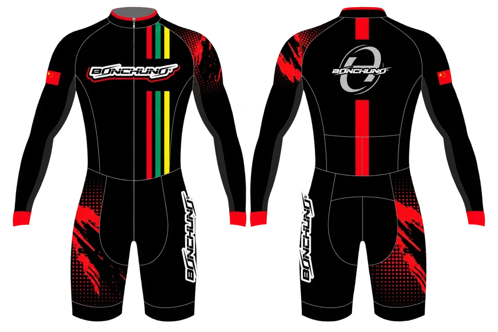 黑红长袖连体服 